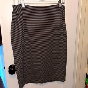 Ann Taylor Mid Calf Striped Stretch Skirt